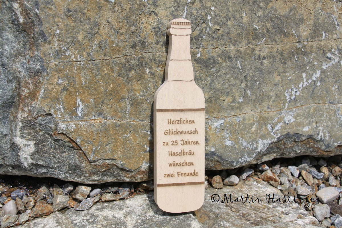Wandbild Bierflasche - Buche